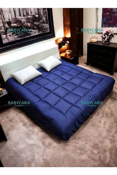 BabyCara Mattress Topper Cover 8 Cm Extra Plush and Super Soft Microfiber Blue