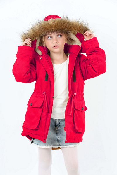 Wild Flower Girl's Winter Coat - Long Winter Canvas Coat - Thick Winter Coat - Puffer Hooded Coat