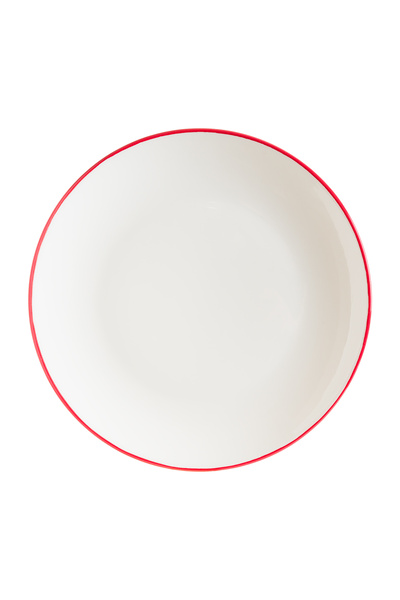 Bonna Retro Gourmet 12 Adet 19 cm Kırmızı Kenar Çizgili  Porselen Düz Tabak