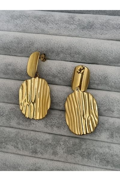 MSA TREND Steel Earring Dangle Model Gold Color Does Not Tarnish 316L Sterling Earring