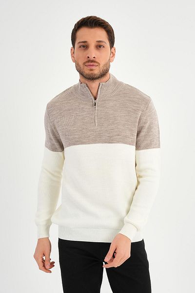 ALEXANDERGARDI Stand Collar Long Sleeve Color-Blocking Men's Knitwear Sweater (E24-Eze-19)