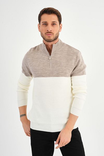 ALEXANDERGARDI Stand Collar Long Sleeve Color-Blocking Men's Knitwear Sweater (E24-Eze-19)