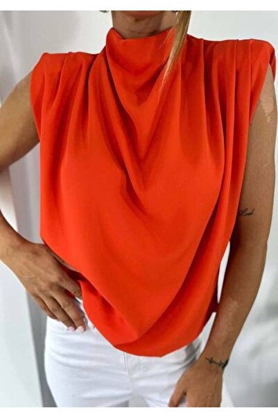 Mzr Collection KADIN KOLSUZ OMZU DİKİŞ DETAYLI BLUZ