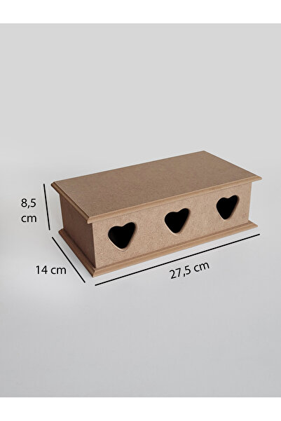 Genel Markalar Ahşap, Ham Mdf, Boyanabilir 3 Bölmeli Çay Kutusu, Poşet Çaylık