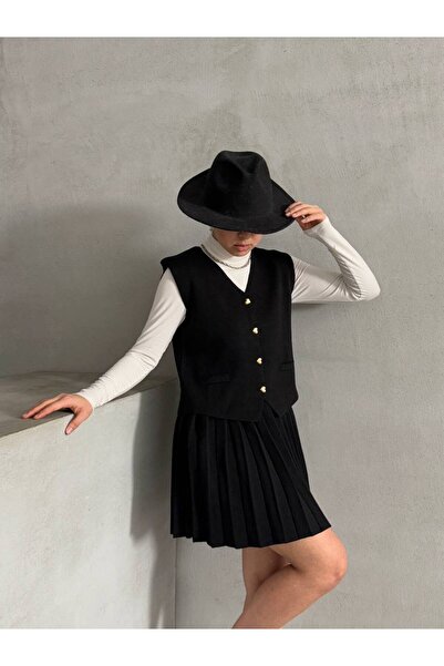 alenmoda Set vestă de tricotaj și fustă plisată