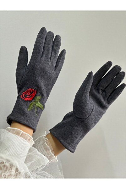 Gönülden Tasarım кашемірові жіночі рукавички з квітковим вишитим візерунком і пальчиковими отворами