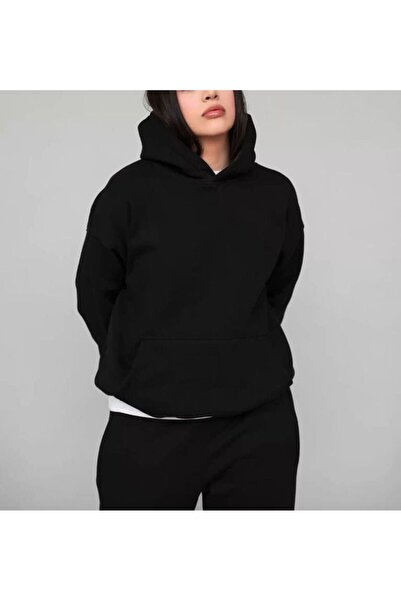 JustBS Hanorac de iarnă pentru femei, negru, cu glugă, mărime mare