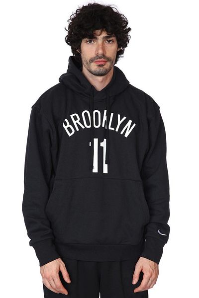 Nike Мъжки суитшърт с качулка и широка кройка NBA Brooklyn 11, черен