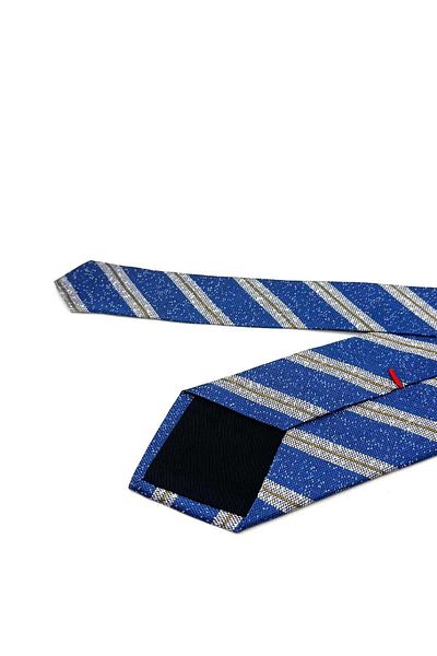 Kravatkolik Ponticella Style Blue Line Pattern Italian Silk Tie Hrk1758