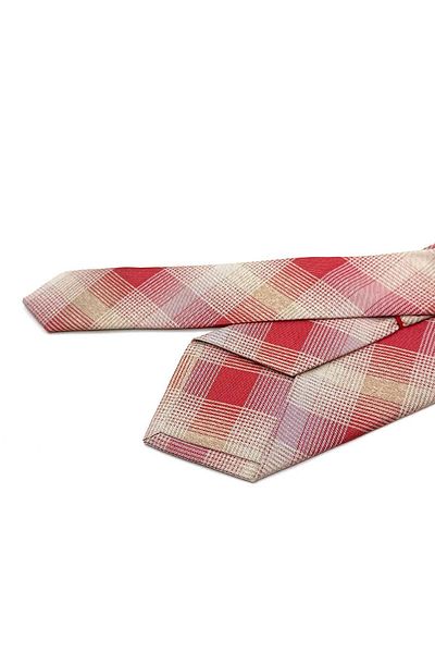 Kravatkolik Tacroce Style Beige Plaid Pattern Italian Silk Tie Hr1847