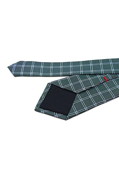 Kravatkolik Qurantoli Style Green Square Pattern Italian Silk Tie Hrk1731