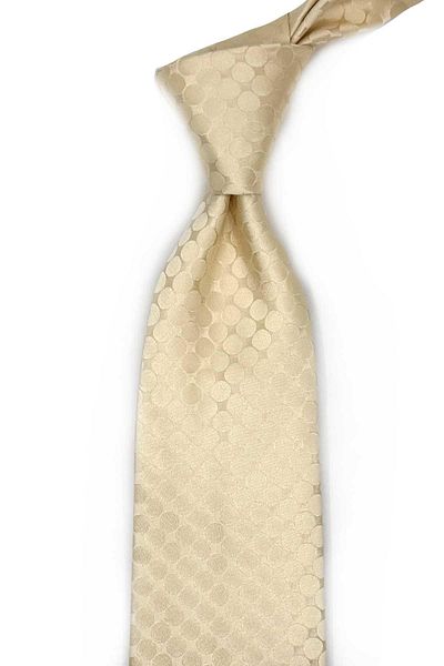 Kravatkolik Pietro Style Beige Polka Dot Pattern Italian Silk Tie Hr1735