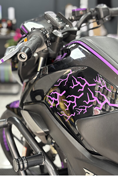 Banxtre Motor ve Kask için Mor Renk Yıldırım Şimşek Sticker Etiket (16 Parça)