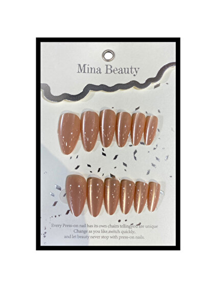 MİNA BEAUTY Kedi Gözü 12 li Takma tırnak cat eyes yansımalı 21-6