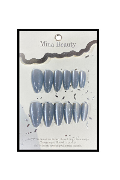 MİNA BEAUTY Kedi Gözü 12 li Takma tırnak cat eyes yansımalı