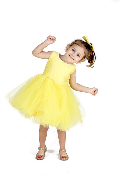 NSMLİFE Girls Birthday Prom Show Dress with Neckline and Bowknot Pearls