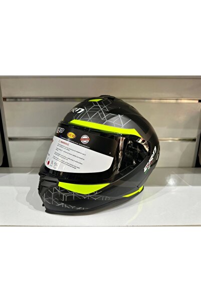 CRN KASK CRN FS-867 MAT GREY/BLACK/YELLOW GÜNEŞ VİZÖRLÜ