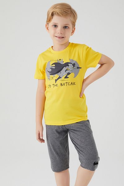 Batman L1552-3 Boy's Bottom Top Set Dark Yellow