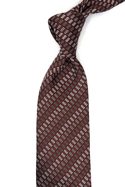 Kravatkolik Henzano Style Brown Small Pattern Italian Silk Tie Hrk1719