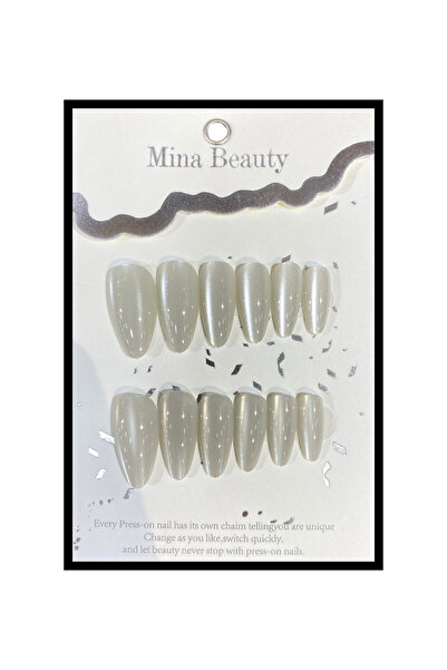 MİNA BEAUTY Kedi Gözü 12 li Takma tırnak cat eyes yansımalı 20-1