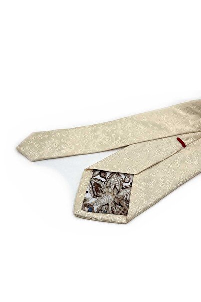 Kravatkolik Κρεμ μοτίβο λουλουδιών στυλ Soprazzo Ιταλική μεταξωτή γραβάτα IΚ1748