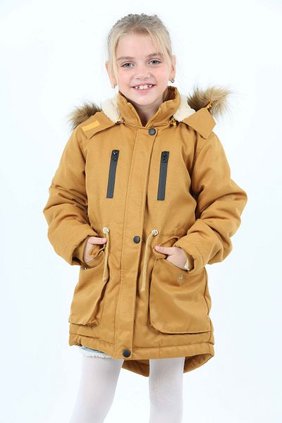 Wild Flower Girl's Winter Coat - Long Winter Canvas Coat - Thick Winter Coat - Puffer Hooded Coat