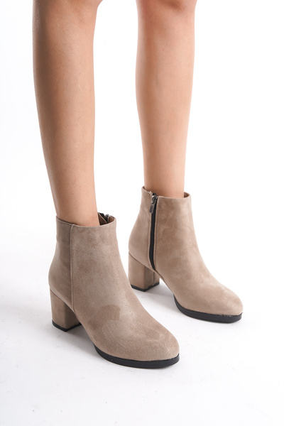 marinarosse Női Liva bézs velúr lapos sarkú rövid csizma