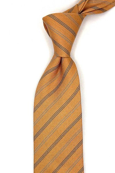 Kravatkolik Lazzaro Style Yellow Line Pattern Italian Silk Tie Hr1762
