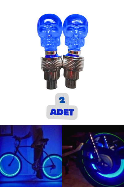 Vekorr 2 Adet Mavi Renk Hareket Sensörlü Led Işıklı Sibop Kafatası Şekilli Bi...