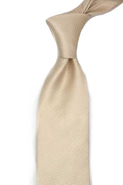 Kravatkolik Tagliole Style Cream Plain Italian Silk Tie Hrk1832