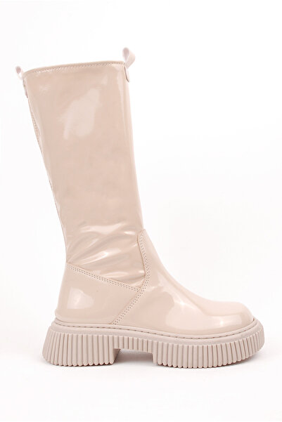 Rıdvan Çelik Kız Çocuk Kalın Taban Soğuk Geçirmez Fermuarlı Streç Çizme Nude