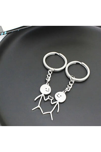 Handmade paslanmaz çelik seni seviyorum kalpli çift anahtarlık seti eş anahta...