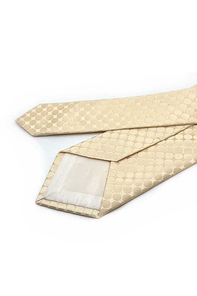 Kravatkolik Pietro Style Beige Polka Dot Pattern Italian Silk Tie Hr1735