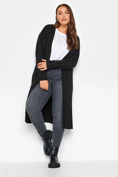 Stil Diva Large Size Long Sleeve Maxi Long Knitwear Knitted Cardigan301879