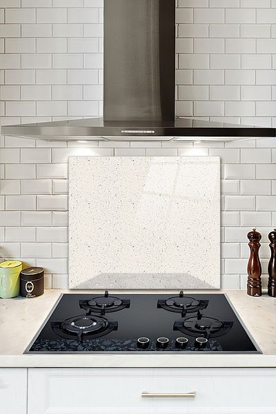Decorita Protector de spate pentru aragaz din sticla |   Model ceramică - fundal deschis |   52 cm X 60 cm