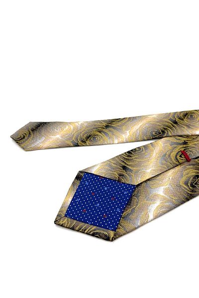 Kravatkolik Renesto Style Yellow Flower Pattern Italian Silk Tie Hr1783