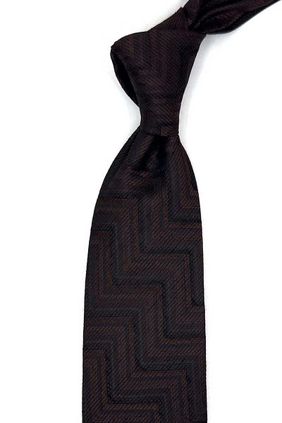 Kravatkolik Moscano Style Brown Motif Pattern Italian Silk Tie Hrk1876