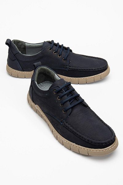 Dilimler Ayakkabı Ανδρικά παπούτσια casual από γνήσιο δέρμα Nubuck Navy Blue Saddler - Κοντά δεμένα