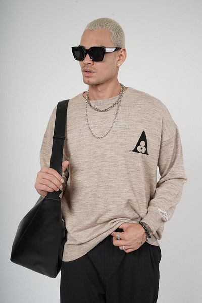king brich Πλεκτό πουλόβερ με λαιμόκοψη Oversize