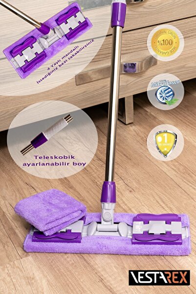 VestareX " 1 Adet Yedek Bez Hediyeli " Yer Mopu Duvar Fayans Cam Yüzey Temizl...