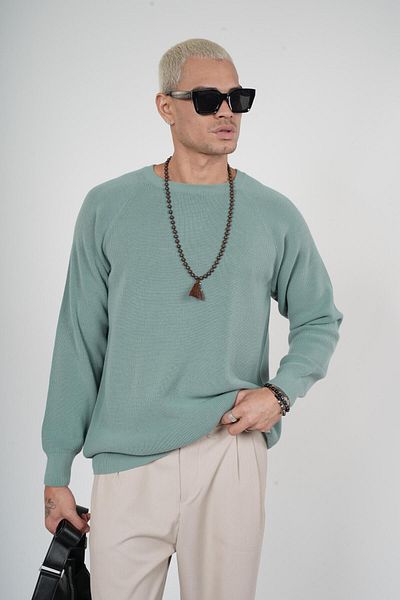 king brich Ανδρικό πλεκτό πουλόβερ Kingbrich Raglan Sleeve