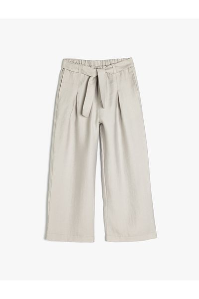 Koton Pleat Detailed Trousers with Lace-Up Waist Pockets