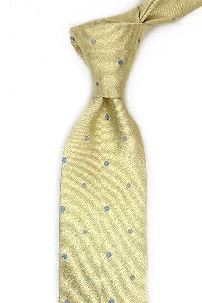 Kravatkolik Bassi Style Lemon Yellow Polka Dot Pattern Italian Silk Tie Hr1793