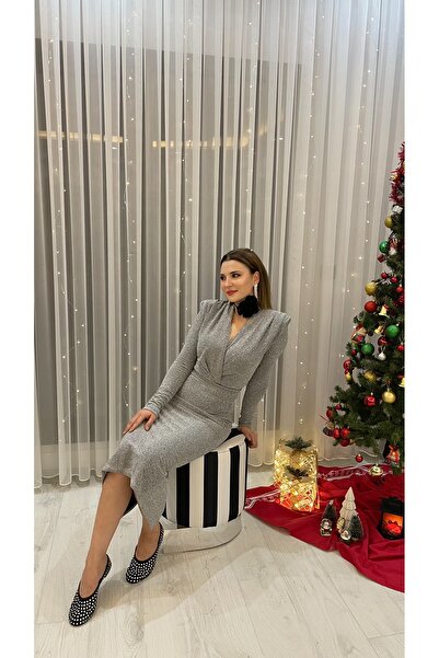 Lovella Gri vatkalı simli bodysuit