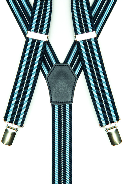 DWOY 3-Clip Navy Blue Striped Adult Trouser Hanger