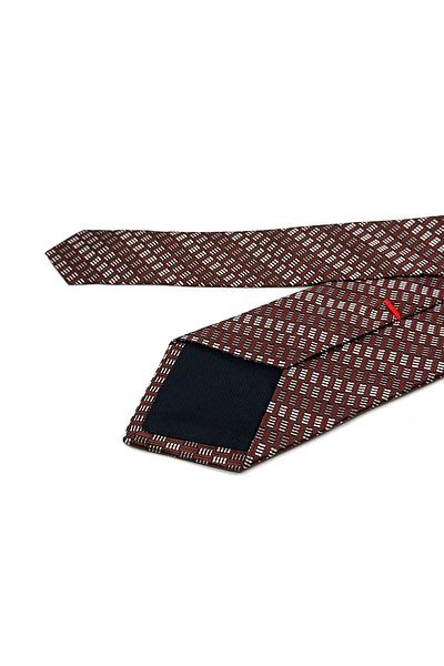 Kravatkolik Henzano Style Brown Small Pattern Italian Silk Tie Hrk1719