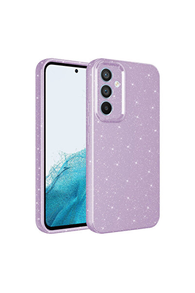 UnDePlus Samsung Galaxy A55 Kılıf Simli Silikon Lüks Kapak Lila