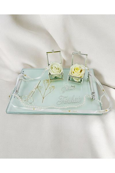 CyzHome Reflection Silver Transparent Promise Tray and Groom Coffee Tray