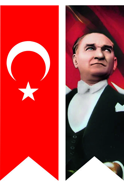 MAVİ DENİZ REKLAM TÜRK BAYRAĞI VE ATATÜRK BASKILI KIRLANGIÇ TAKIM 50*150