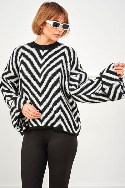 DPARİS Pulover de tricotaj cu model în zig-zag